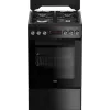 Beko FSE52321DBD dujinė-elektrinė viryklė, laisvai pastatoma, elektrinė orkaitė, dujiniai degikliai, juoda