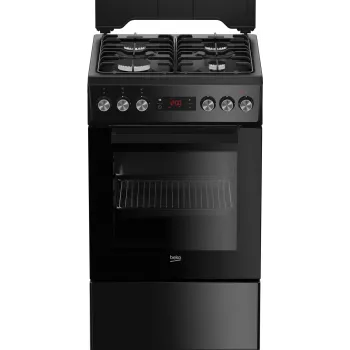 Beko FSE52321DBD dujinė-elektrinė viryklė, laisvai pastatoma, elektrinė orkaitė, dujiniai degikliai, juoda
