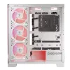PC korpusas MODECOM Volcano SPACE APEX ARGB MIDI Tower White — plieninis, šoninis langas, ARGB ventiliatoriai, USB-C