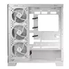 PC korpusas MODECOM Volcano SPACE APEX ARGB MIDI Tower White — plieninis, šoninis langas, ARGB ventiliatoriai, USB-C