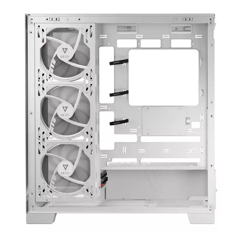 PC korpusas MODECOM Volcano SPACE APEX ARGB MIDI Tower White — plieninis, šoninis langas, ARGB ventiliatoriai, USB-C