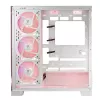 PC korpusas MODECOM Volcano SPACE APEX ARGB MIDI Tower White — plieninis, šoninis langas, ARGB ventiliatoriai, USB-C
