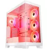 PC korpusas MODECOM Volcano SPACE APEX ARGB MIDI Tower White — plieninis, šoninis langas, ARGB ventiliatoriai, USB-C
