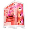 PC korpusas MODECOM Volcano SPACE APEX ARGB MIDI Tower White — plieninis, šoninis langas, ARGB ventiliatoriai, USB-C
