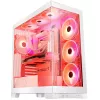 PC korpusas MODECOM Volcano SPACE APEX ARGB MIDI Tower White — plieninis, šoninis langas, ARGB ventiliatoriai, USB-C