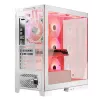 PC korpusas MODECOM Volcano SPACE APEX ARGB MIDI Tower White — plieninis, šoninis langas, ARGB ventiliatoriai, USB-C