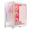 PC korpusas MODECOM Volcano SPACE APEX ARGB MIDI Tower White — plieninis, šoninis langas, ARGB ventiliatoriai, USB-C