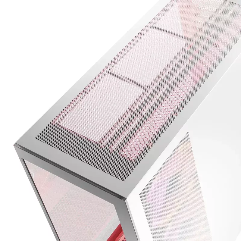 PC korpusas MODECOM Volcano SPACE APEX ARGB MIDI Tower White — plieninis, šoninis langas, ARGB ventiliatoriai, USB-C