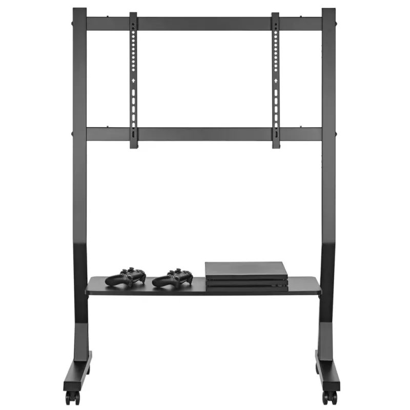 Grindinis stovas TECHLY 366983 televizoriams nuo 45 iki 90 colių, juodas, plieninis, aukštis 1026–1126 mm, maks. VESA 800x400, apkrova 60 kg