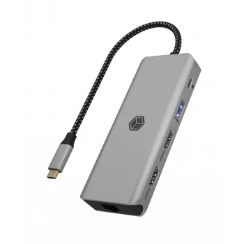 ICY BOX IB-DK4012-CPD laidinis USB 3.2 Gen 1 (3.1 Gen 1) Type-C dokų stotelė, antracito, juoda
