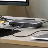 ICY BOX IB-DK4012-CPD laidinis USB 3.2 Gen 1 (3.1 Gen 1) Type-C dokų stotelė, antracito, juoda