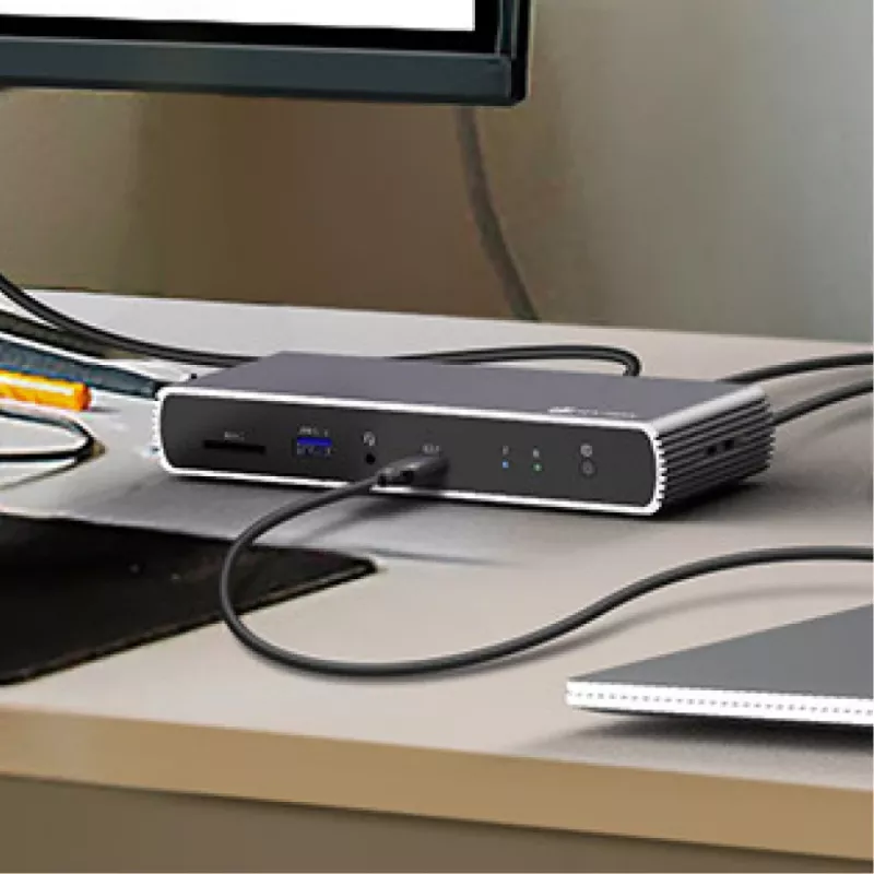 ICY BOX IB-DK4012-CPD laidinis USB 3.2 Gen 1 (3.1 Gen 1) Type-C dokų stotelė, antracito, juoda
