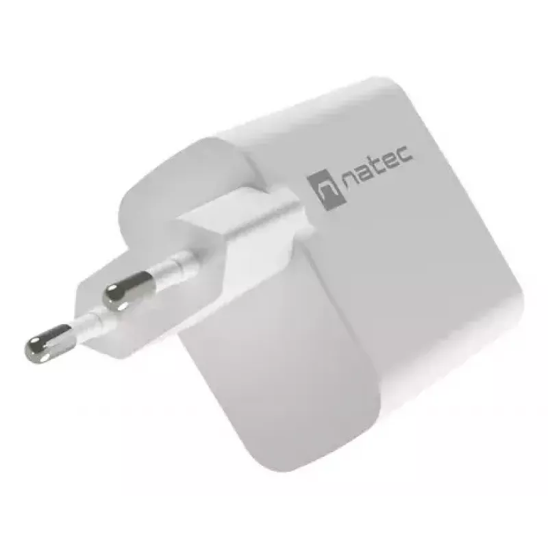 NATEC NUC-2142 belaidis mobiliojo įrenginio kroviklis, USB-C PD 3.0 + USB-A, 5–20V iki 3A, 45 W, baltas
