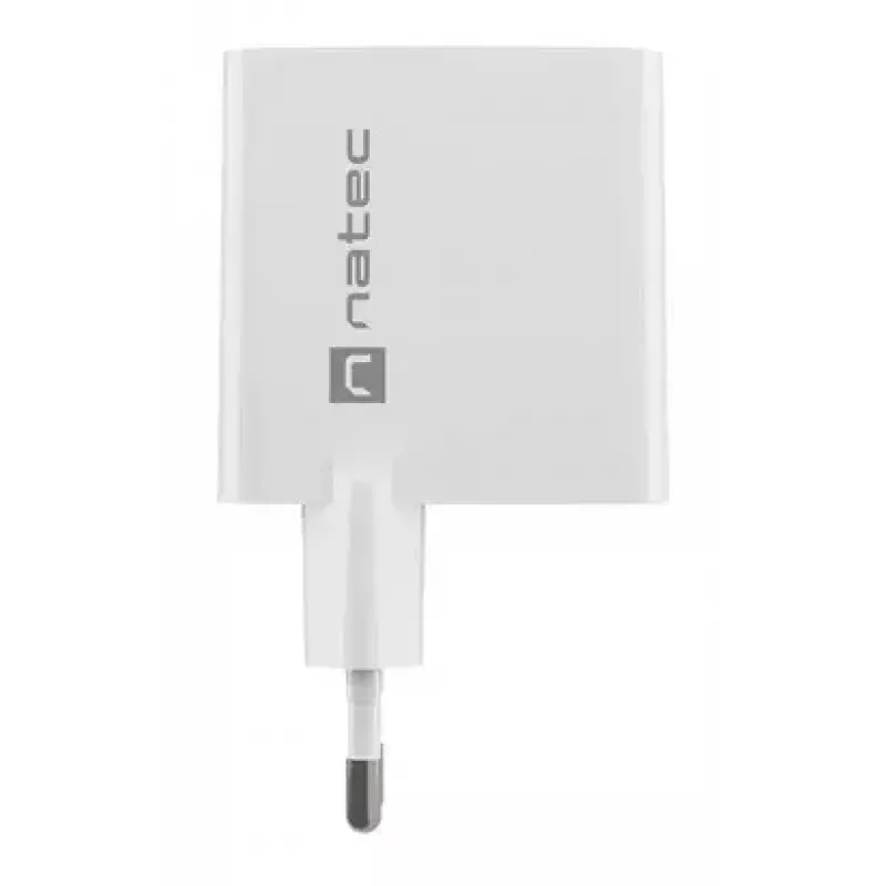 NATEC NUC-2142 belaidis mobiliojo įrenginio kroviklis, USB-C PD 3.0 + USB-A, 5–20V iki 3A, 45 W, baltas