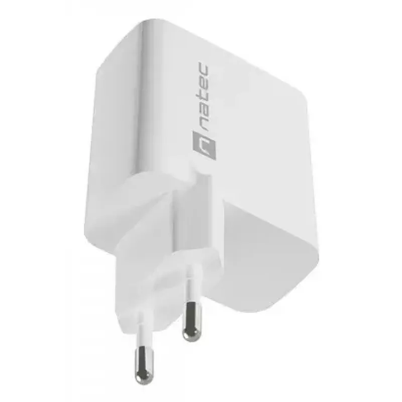 NATEC NUC-2142 belaidis mobiliojo įrenginio kroviklis, USB-C PD 3.0 + USB-A, 5–20V iki 3A, 45 W, baltas