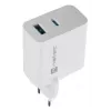 NATEC NUC-2142 belaidis mobiliojo įrenginio kroviklis, USB-C PD 3.0 + USB-A, 5–20V iki 3A, 45 W, baltas