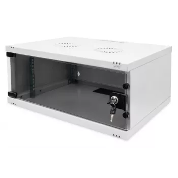 DIGITUS 4U sieninis montavimo kabinetas - SOHO nesurinktas 241x540x400 mm pilno stiklo priekinės durelės pilka