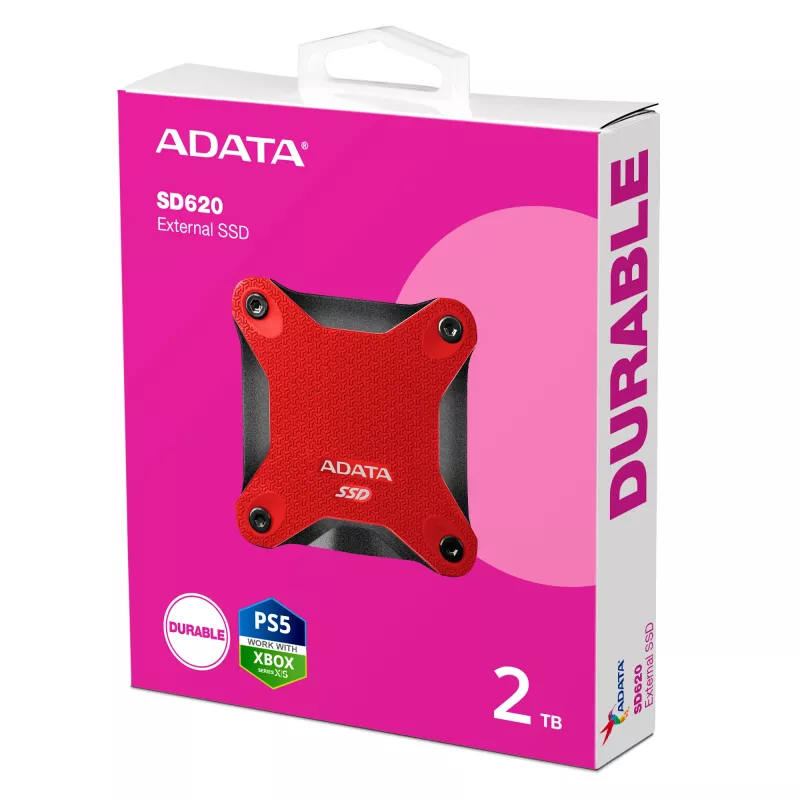 ADATA SD620 2 TB išorinis SSD, Micro-USB B 3.2 Gen 2 (3.1 Gen 2), juoda, raudona