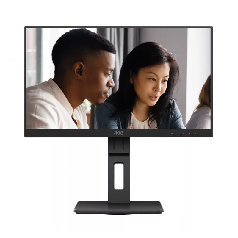 AOC 22E2UMF 21,5 colio (54,6 cm) VA ekranas, 1920 x 1080 Full HD, 75 Hz, 4 ms, HDMI, DisplayPort, VGA, USB šakotuvas, garsiakalbiai, pasukamas (pivot), keičiamo aukščio, juodas