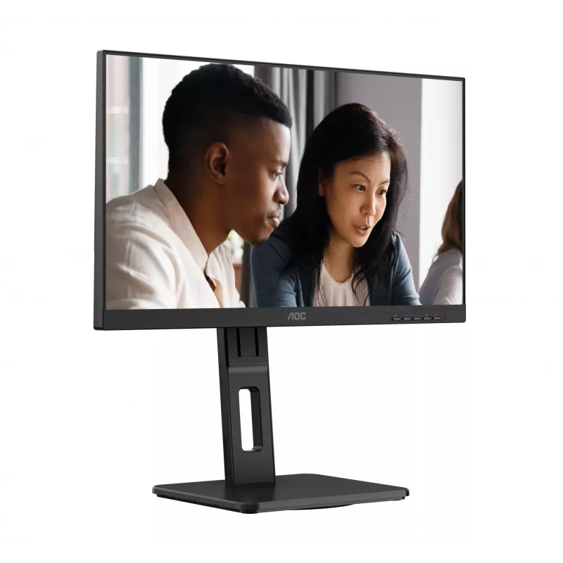 AOC 22E2UMF 21,5 colio (54,6 cm) VA ekranas, 1920 x 1080 Full HD, 75 Hz, 4 ms, HDMI, DisplayPort, VGA, USB šakotuvas, garsiakalbiai, pasukamas (pivot), keičiamo aukščio, juodas
