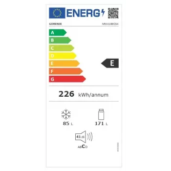 Laisvai pastatomas šaldytuvas-šaldiklis Gorenje NRK 418 ECS4 — 256 L bendras, šaldytuvas 171 L No Frost, šaldiklis 85 L, 41 dB, energijos klasė E