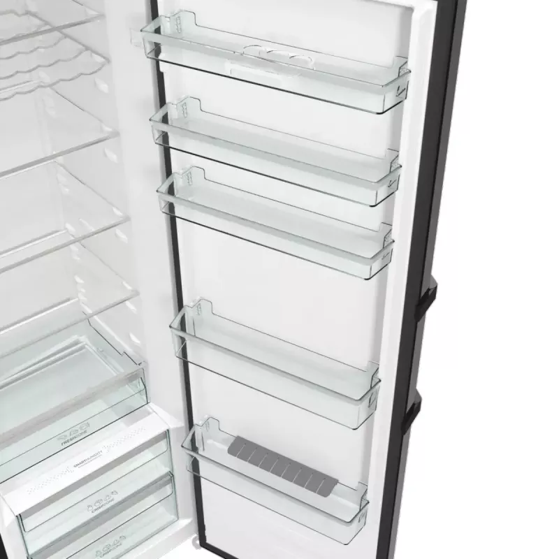 Laisvai pastatomas šaldytuvas Gorenje R619EABK6, 398 L, juodas, LED ekranas, E klasė, 1850×595×663 mm