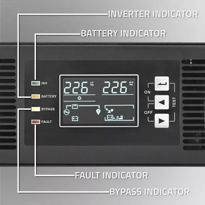 Qoltec 52286 spintinis UPS 2 kVA (2000 W), galios koeficientas 1,0, montuojamas į spintą