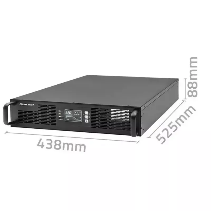 Qoltec 52286 spintinis UPS 2 kVA (2000 W), galios koeficientas 1,0, montuojamas į spintą