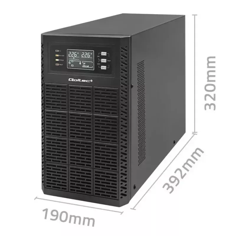 Nepertraukiamo maitinimo šaltinis QOLTEC 52282 3kVA Line-Interactive su LCD ekranu