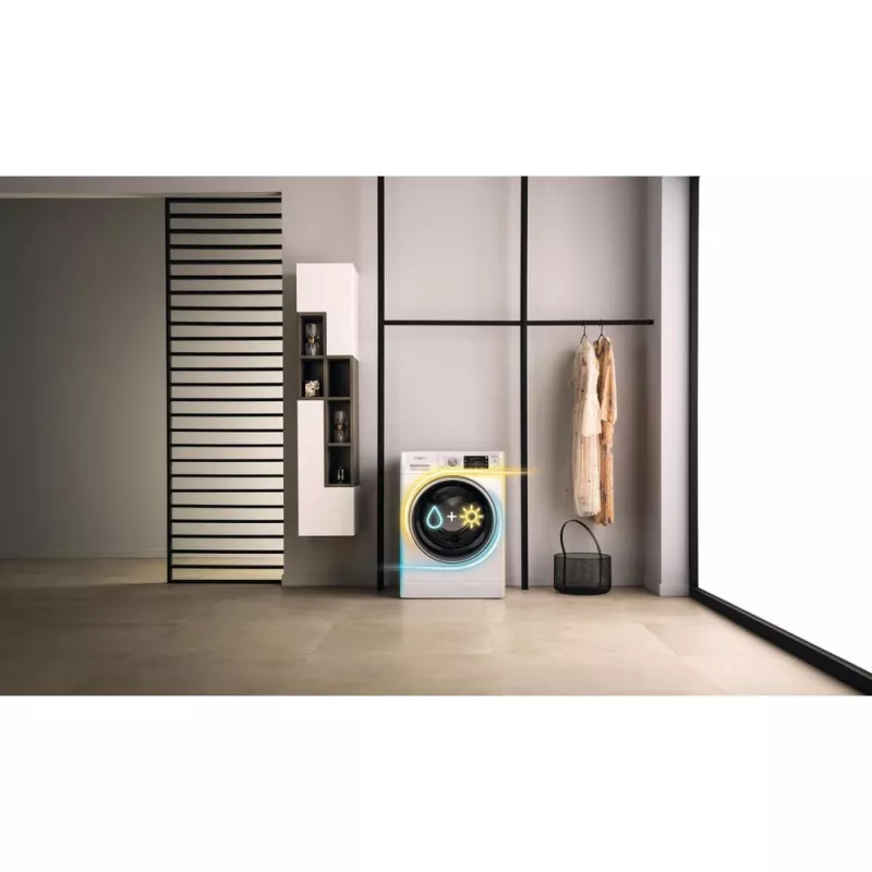 Whirlpool FFWDD 1076258 SV EE skalbyklė su džiovinimo funkcija, laisvai pastatoma, priekinio pakrovimo, balta
