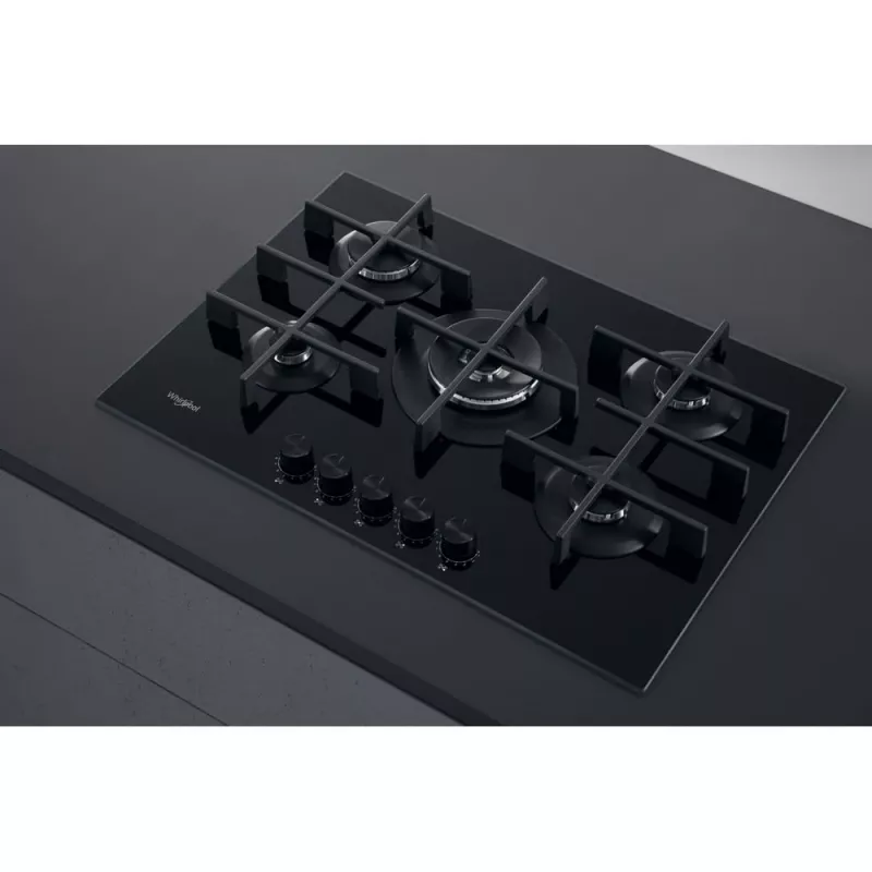 Whirlpool AKWL 728/NB Juoda įmontuojama dujinė kaitlentė 75 cm 5 zonų