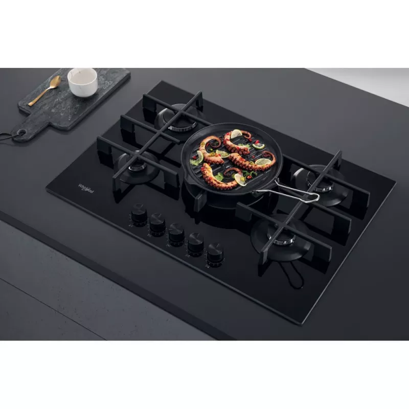 Whirlpool AKWL 728/NB Juoda įmontuojama dujinė kaitlentė 75 cm 5 zonų