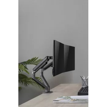 GEMBIRD Reguliuojamas dviejų monitorių laikiklis ant stalo, Space Grey