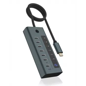 ICY BOX IB-HUB1457-C31 USB 3.2 Gen 1 (3.1 Gen 1) Type-C 10000 Mbit/s Mėlyna, Pilka