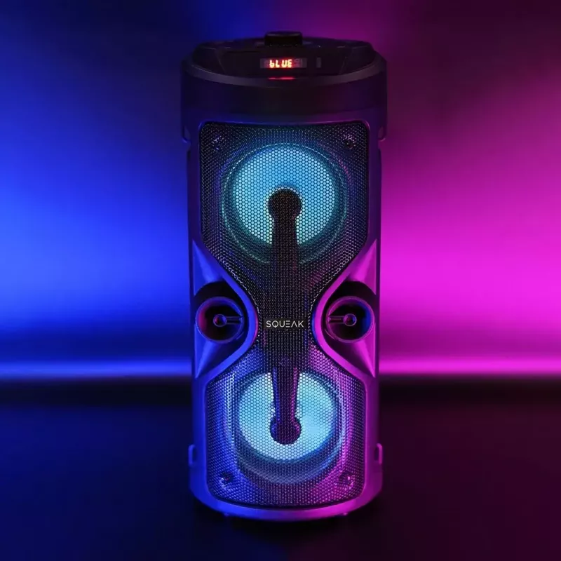 Nešiojamas stereo garsiakalbis SQUEAK SQ1004 Harmony BT 5.0, 40W RMS, Bluetooth 5.0, FM, LED, 8h baterija, Juoda