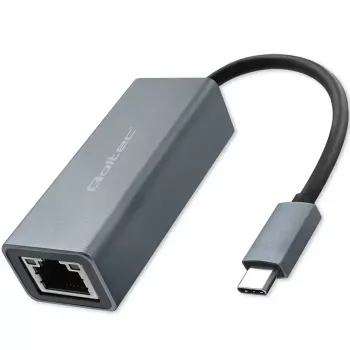 Qoltec 50352 RJ-45 sąsajos plokštė USB Type-C moteriška pilka