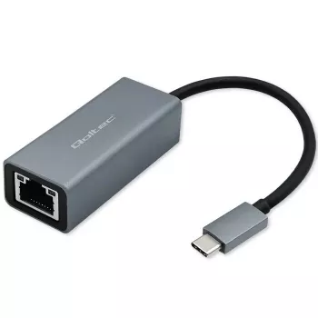 Qoltec 50352 RJ-45 sąsajos plokštė USB Type-C moteriška pilka