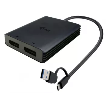 i-tec USB-A/USB-C Dual 4K/60 Hz DisplayPort vaizdo adapteris, 0,27 m