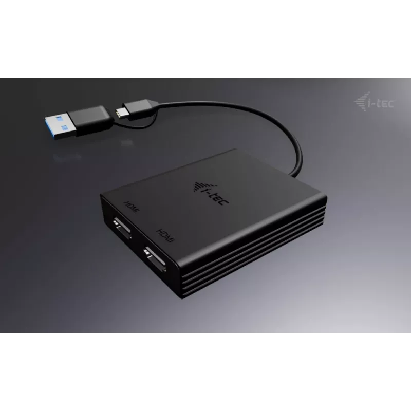 i-tec USB-A/USB-C Dual 4K/60 Hz DisplayPort vaizdo adapteris, 0,27 m