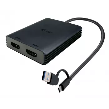 i-tec USB-A/USB-C Dual 4K/60 Hz HDMI vaizdo adapteris, 0,27 m