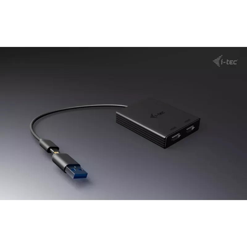 Vaizdo adapteris i-tec CADUAL4KHDMI USB-A/USB-C į 2x HDMI, dvigubas 4K/60 Hz, 0,27 m, 3840 x 2160, juodas