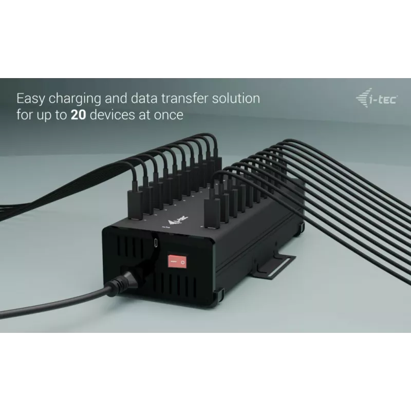 i-tec USB-C/USB-A Metal Įkrovimo + duomenų HUB, 15W vienam prievadui, 20x USB-C