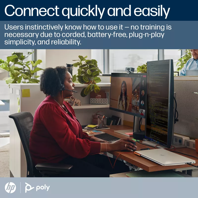 HP Poly Blackwire 3310 Monofoninis „Microsoft Teams“ sertifikuotas USB-C ausinių rinkinys su USB-C/A adapteriu