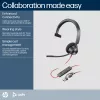 HP Poly Blackwire 3310 Monofoninis „Microsoft Teams“ sertifikuotas USB-C ausinių rinkinys su USB-C/A adapteriu