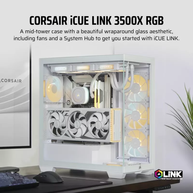 CORSAIR PC korpusas - Icue Link 3500X RGB Mid-Tower - Baltas