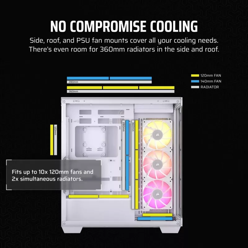 CORSAIR PC korpusas - Icue Link 3500X RGB Mid-Tower - Baltas