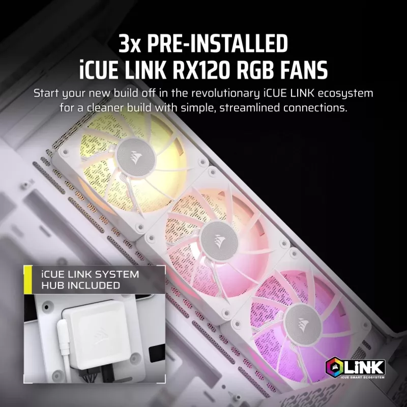 CORSAIR PC korpusas - Icue Link 3500X RGB Mid-Tower - Baltas
