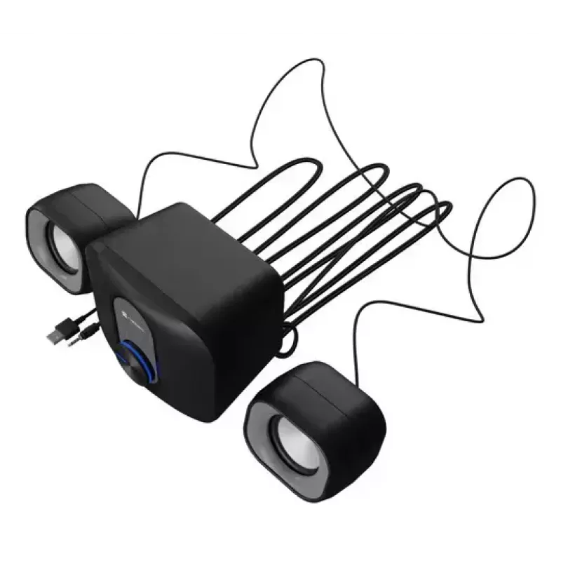 NATEC NGL-2111 namų audio mini sistema – 3 W RMS, 2 garsiakalbiai, 3,5 mm įvestis, 7,62 cm žemų dažnių garsiakalbis, juoda