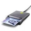 Axagon CRE-SM3T USB-A Smart / ID kortelių plokščiasis skaitytuvas, USB 2.0, 1,3 m, juodas, 56 g