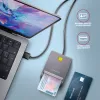 Axagon CRE-SM3T USB-A Smart / ID kortelių plokščiasis skaitytuvas, USB 2.0, 1,3 m, juodas, 56 g